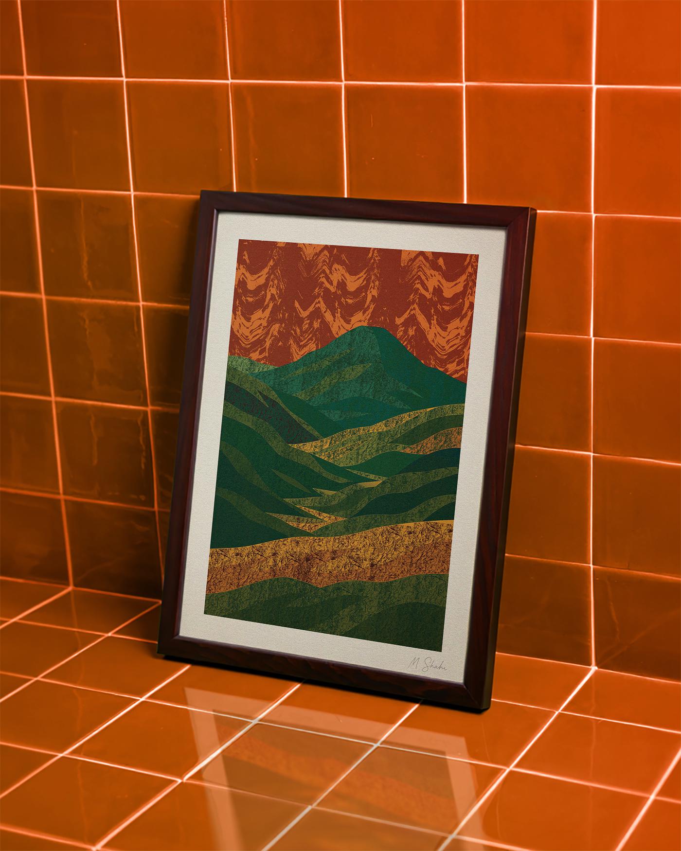 Mid-Century Modern Mountain Art Print: Fine Art Giclée
