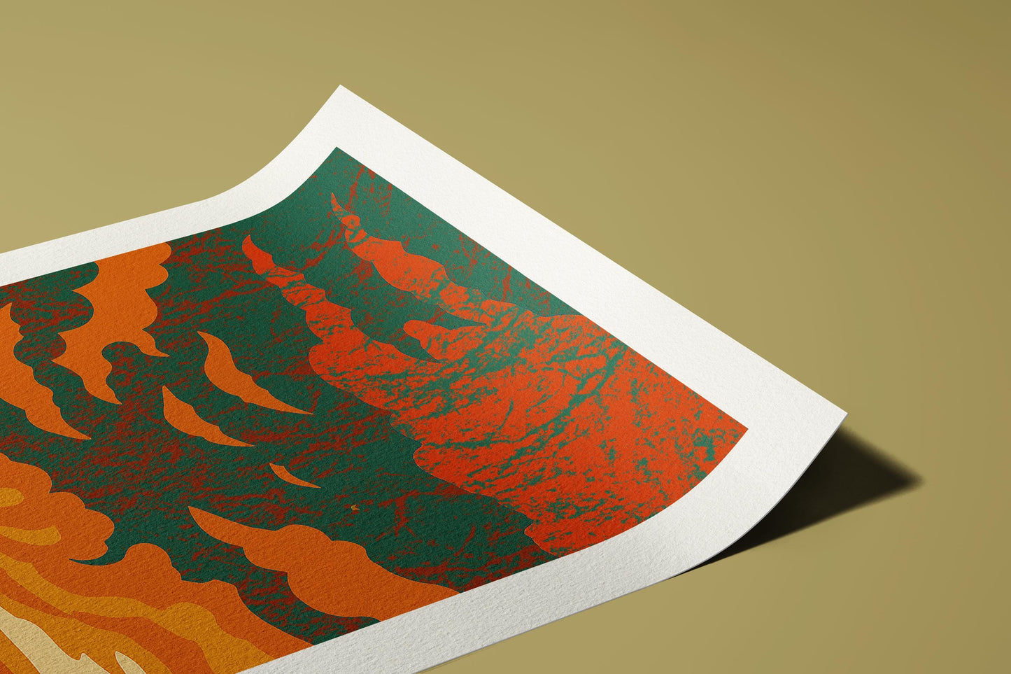 Mid-Century Modern Sunset Art Print: Amber Sky Giclée on Hahnemühle Paper