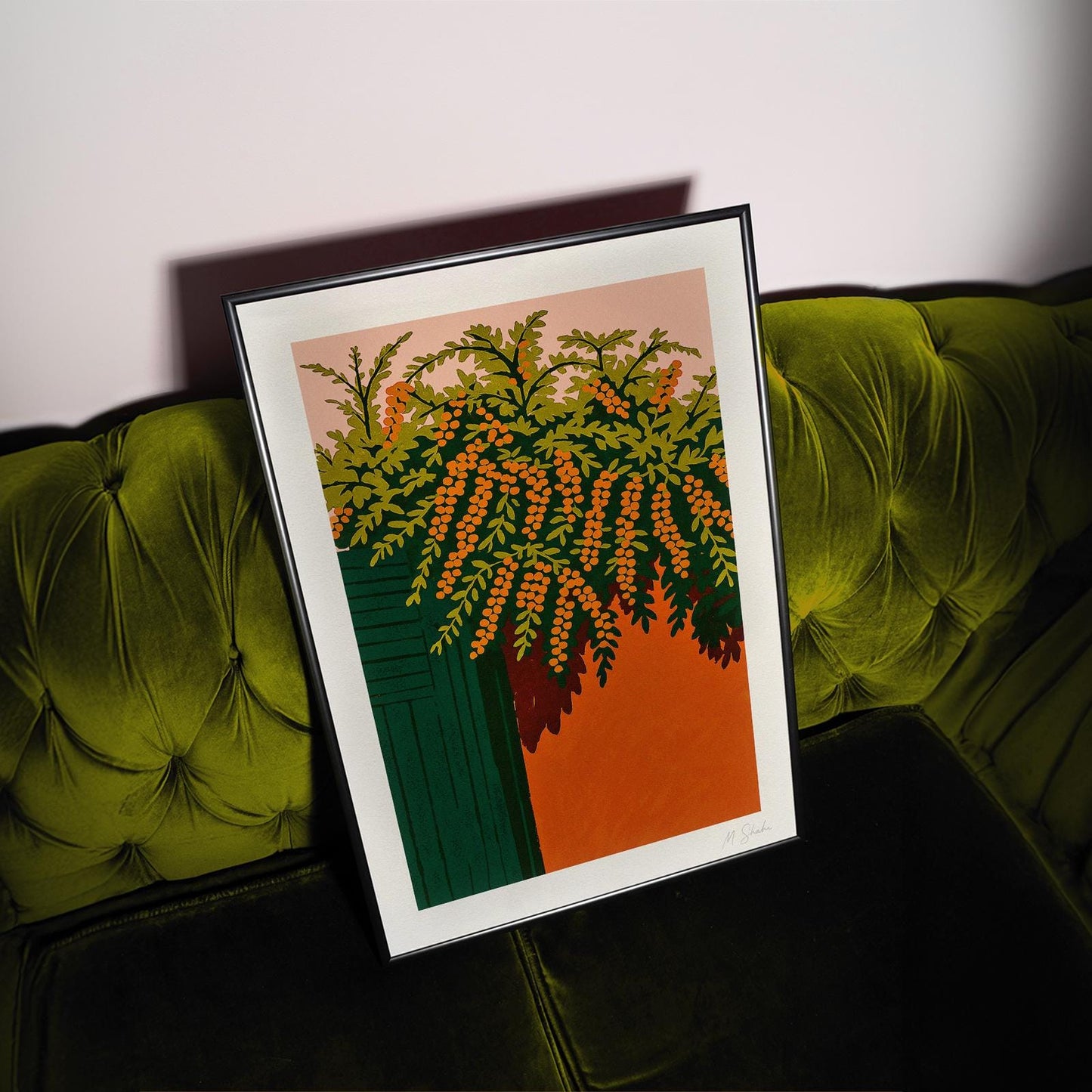 Terracotta Garden Art Print: Mid-Century Modern Giclée, Hahnemühle Paper
