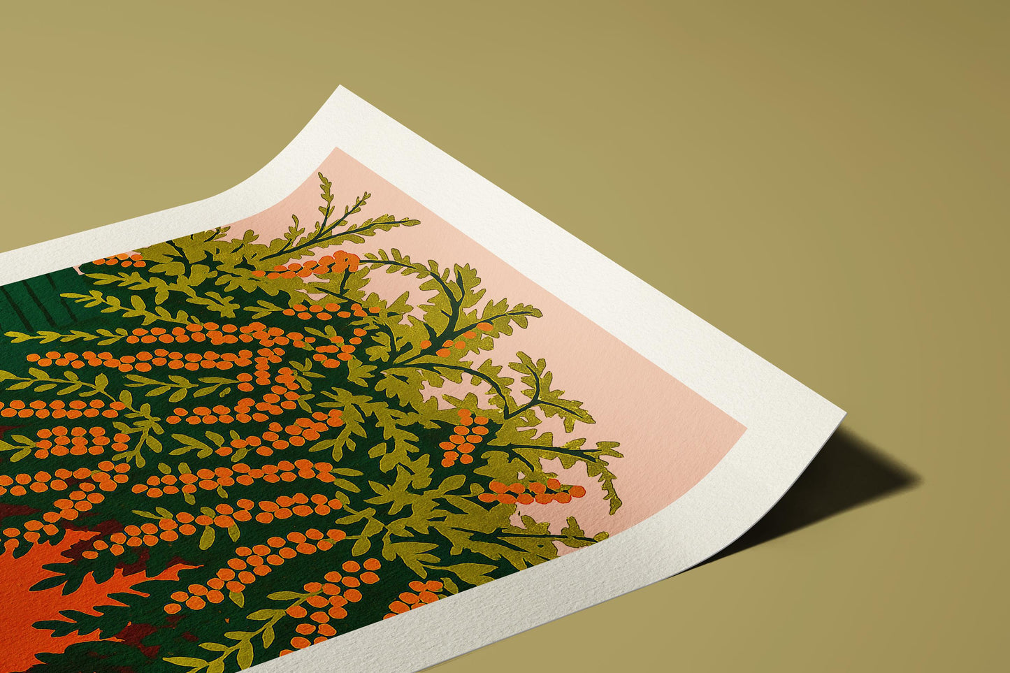 Terracotta Garden Art Print: Mid-Century Modern Giclée, Hahnemühle Paper