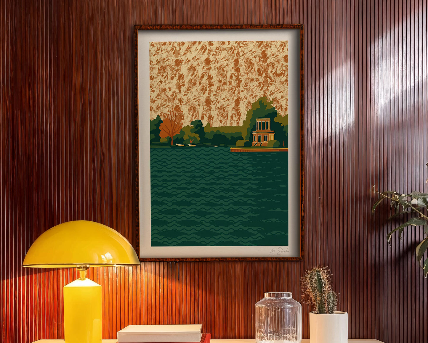 Marbled Sky Lake Giclée Print: Mid-Century Modern Abstract Art