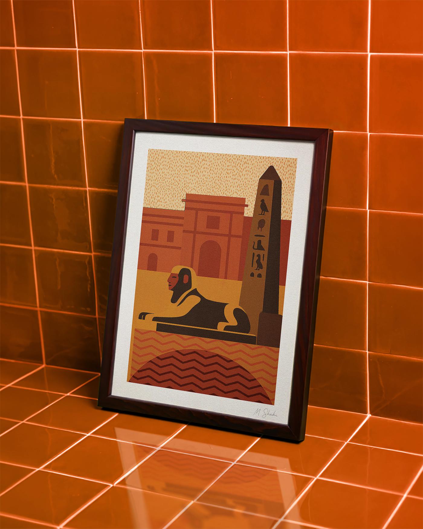 Cairo Egypt Art Print: Mid-Century Modern Giclée, Desert Hues
