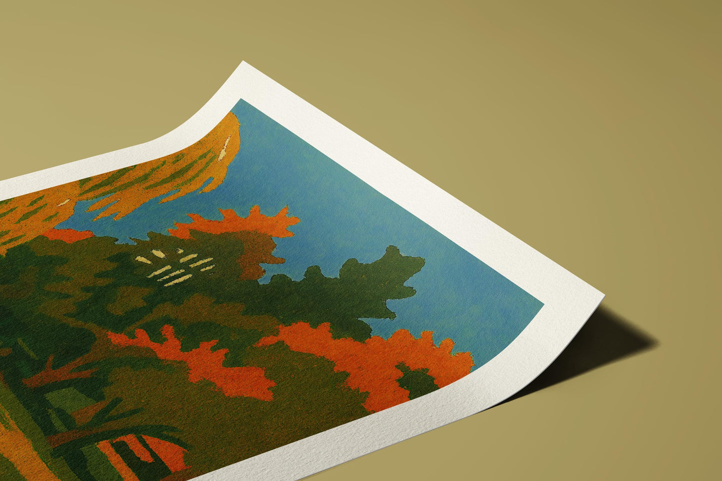 Golden Grove Art Print: Mid-Century Modern Landscape on Hahnemühle Paper