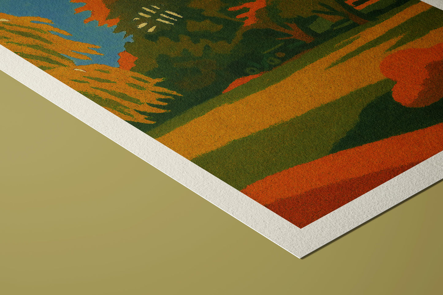 Golden Grove Art Print: Mid-Century Modern Landscape on Hahnemühle Paper