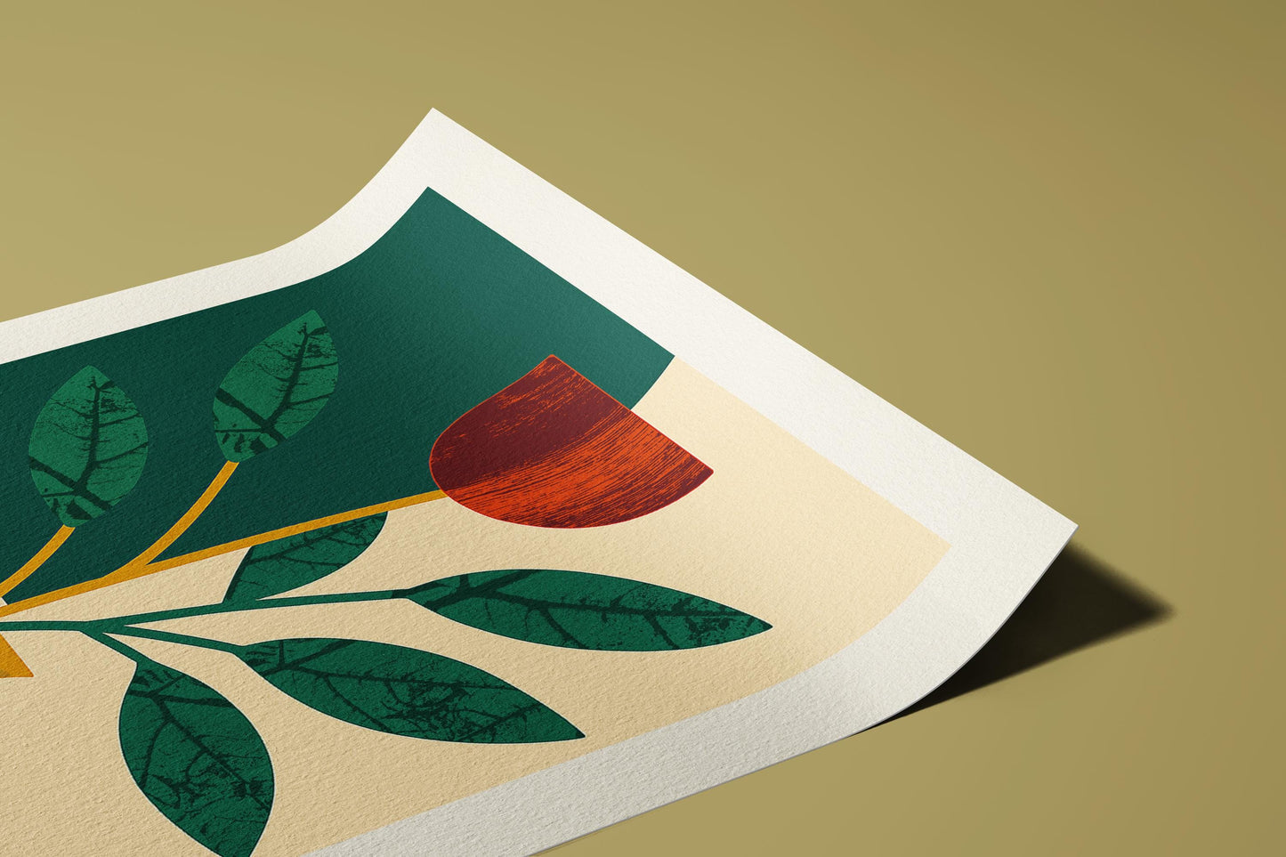 Botanical Art Print: Mid-Century Modern Golden Vase Giclée
