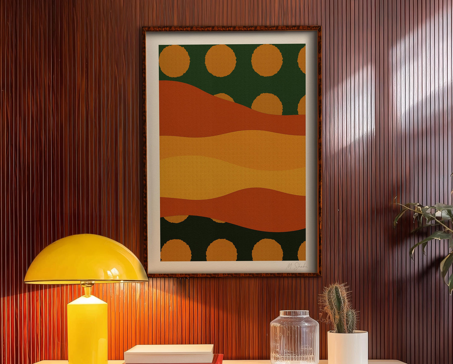 Mid-Century Modern Geometric Art Print: Solar Rhythm on Hahnemühle Paper