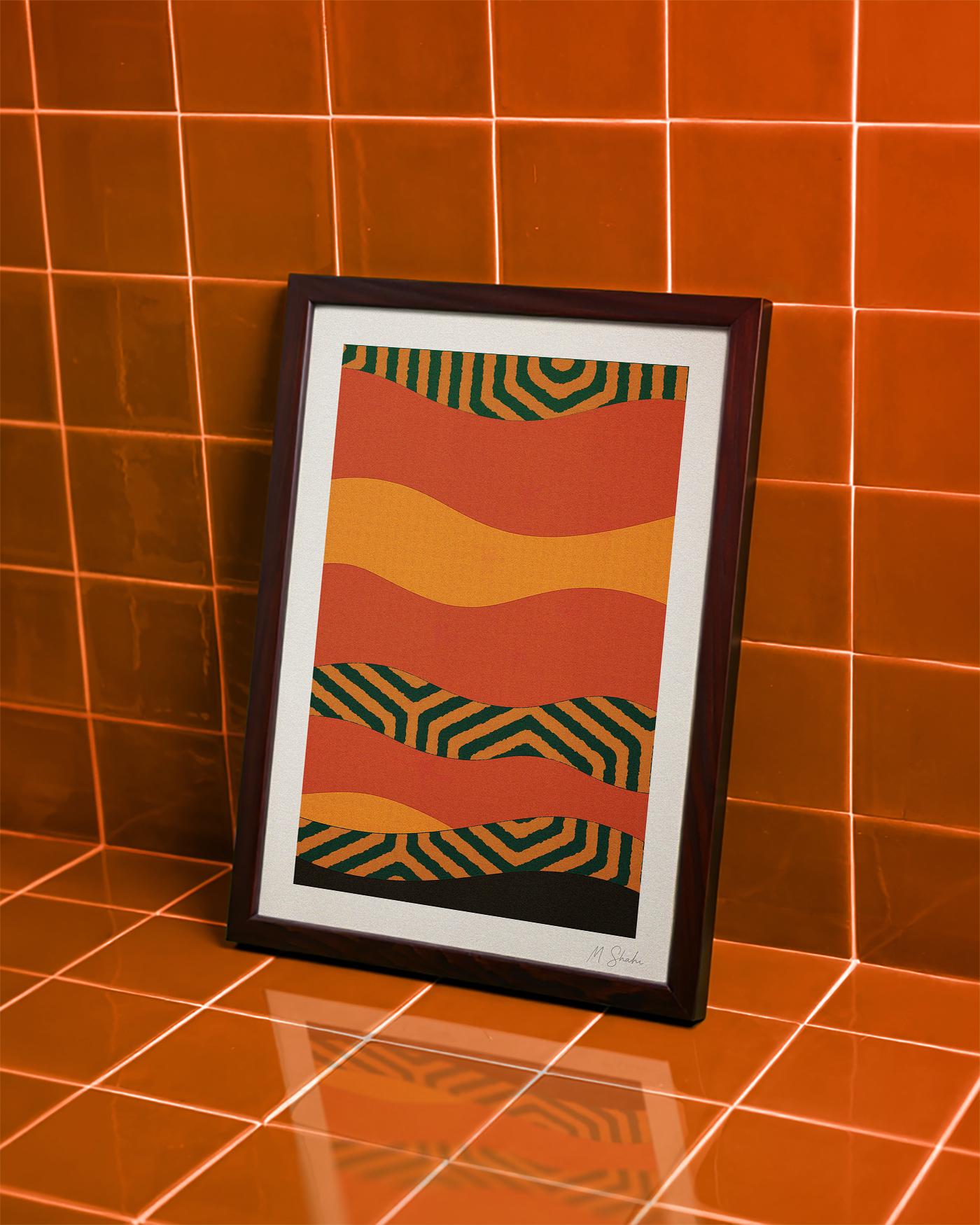 Solar Rhythm II: Mid-Century Modern Geometric Wall Art Giclée Print