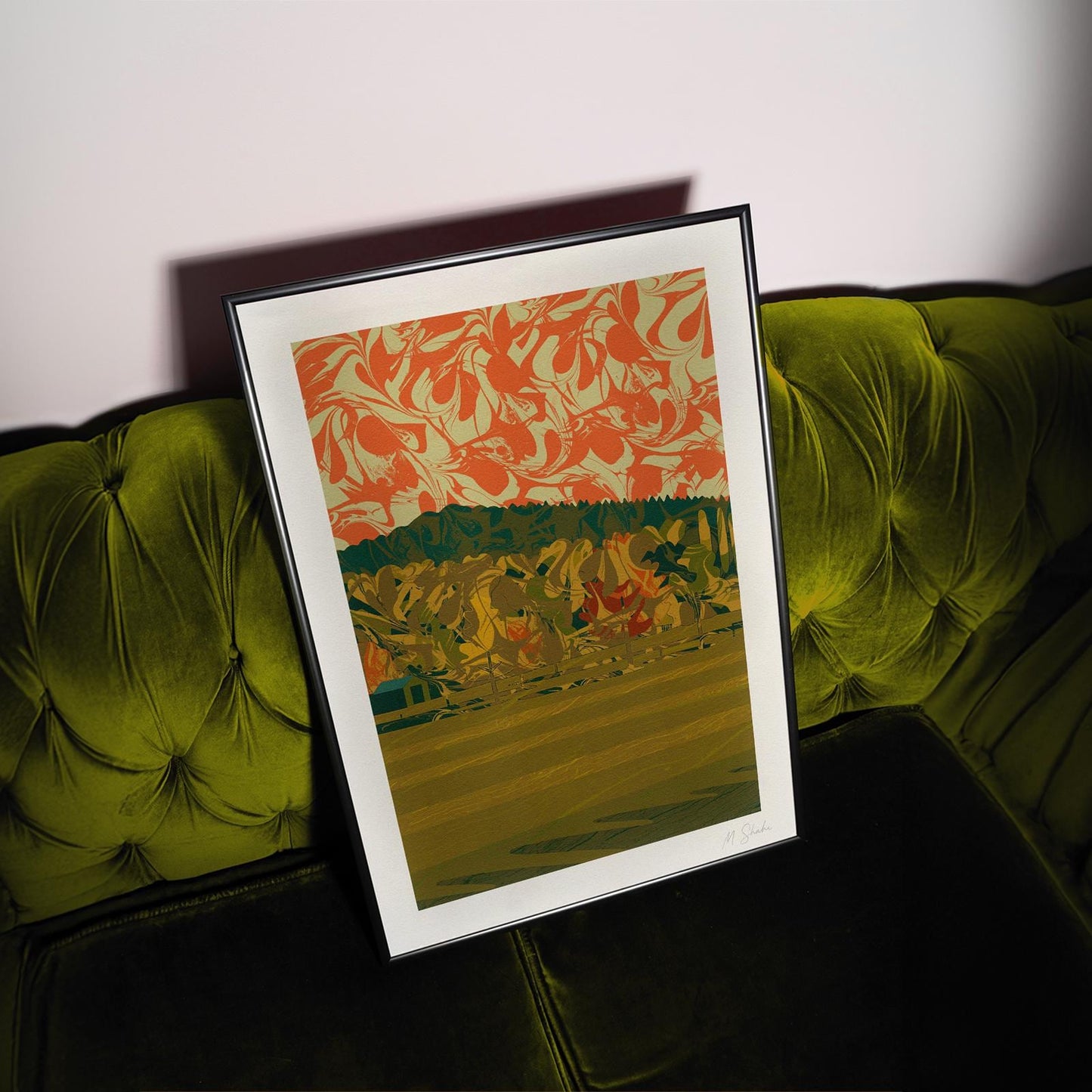Lake District Fields Wall Art Print: Mid-Century Modern Abstract Giclée on Hahnemühle