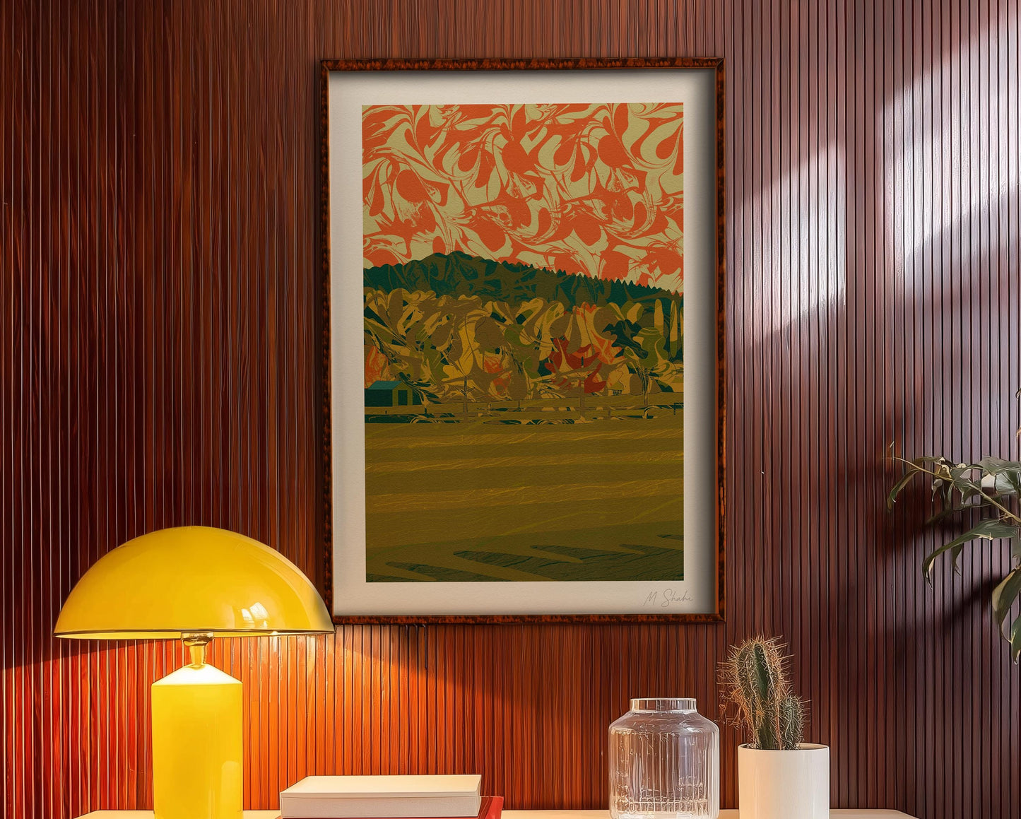 Lake District Fields Wall Art Print: Mid-Century Modern Abstract Giclée on Hahnemühle