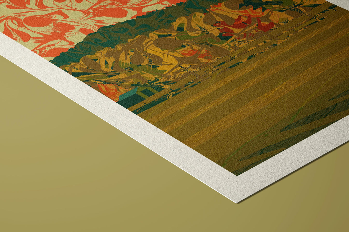 Lake District Fields Wall Art Print: Mid-Century Modern Abstract Giclée on Hahnemühle