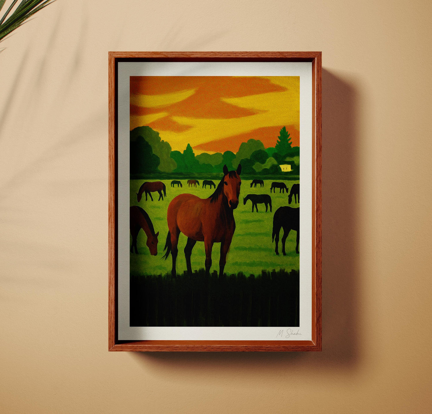 Mid-Century Modern Horse Wall Art Print: Abstract Landscape Art, Giclée on Hahnemühle
