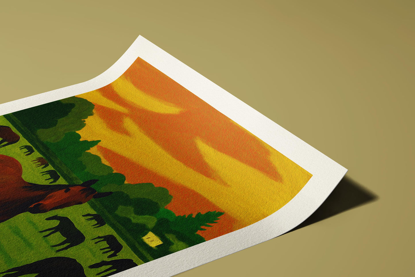 Mid-Century Modern Horse Wall Art Print: Abstract Landscape Art, Giclée on Hahnemühle