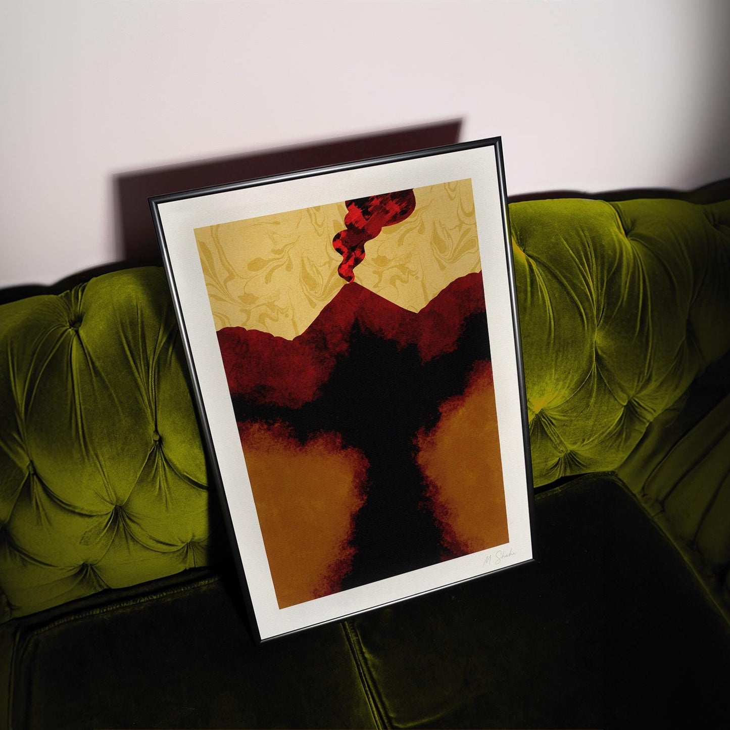 Mid-Century Volcano Art Print: Etna, Taormina Giclée Print on Hahnemühle