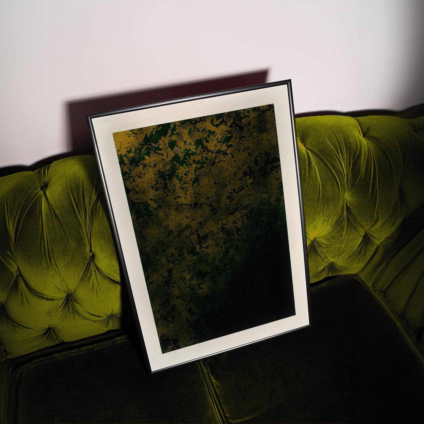 Abstract Mid-Century Shadowleaf Botanical Giclée Print: Olive, Moss and Black Wall Art