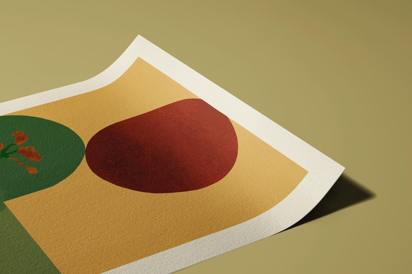 Mid-Century Landscape Wall Art Print: Sad Flower, in Rust, Sage and Ochre, Giclée Print