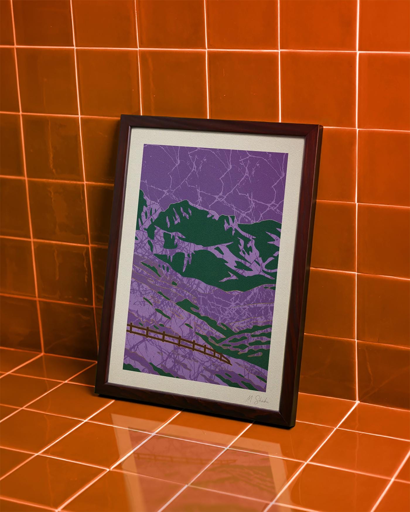 Mid-Century Modern Mountain Art Print: Violet Range Giclée