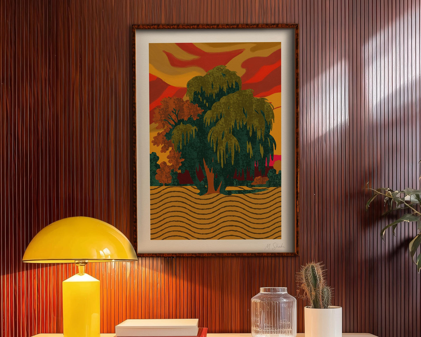 Lonely Tree Landscape Art Print: Mid-Century Modern Giclée