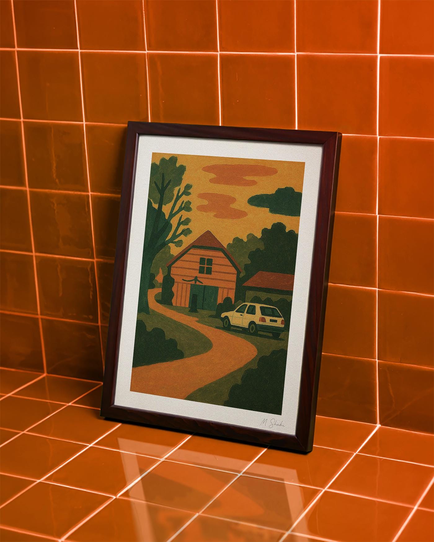 Mid-Century Modern Landscape Art Print: Homecoming, Giclée on Hahnemühle Paper