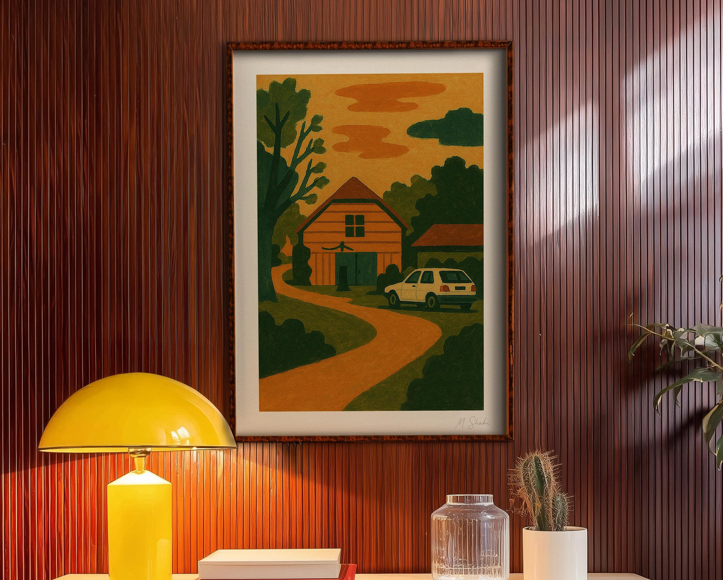 Mid-Century Modern Landscape Art Print: Homecoming, Giclée on Hahnemühle Paper