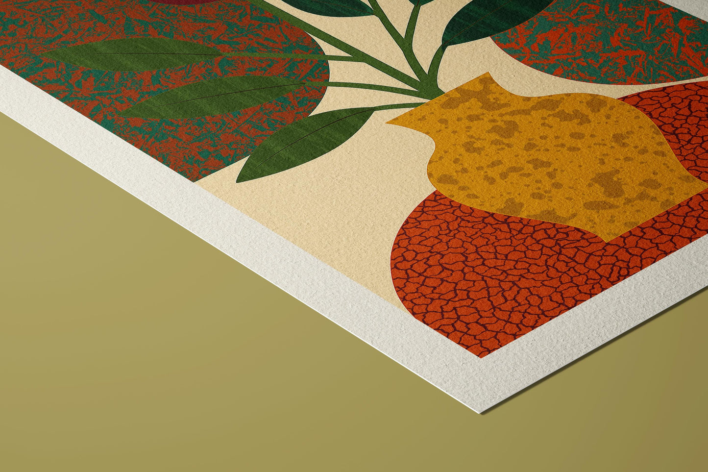 Mid-Century Modern Botanical Art Print: Golden Vase Giclée, Hahnemühle Paper