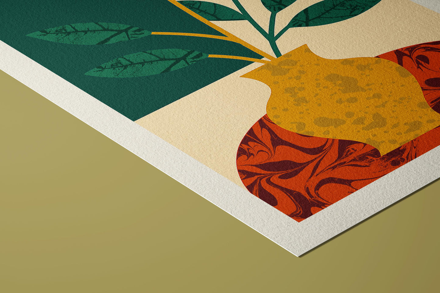 Botanical Art Print: Mid-Century Modern Golden Vase Giclée