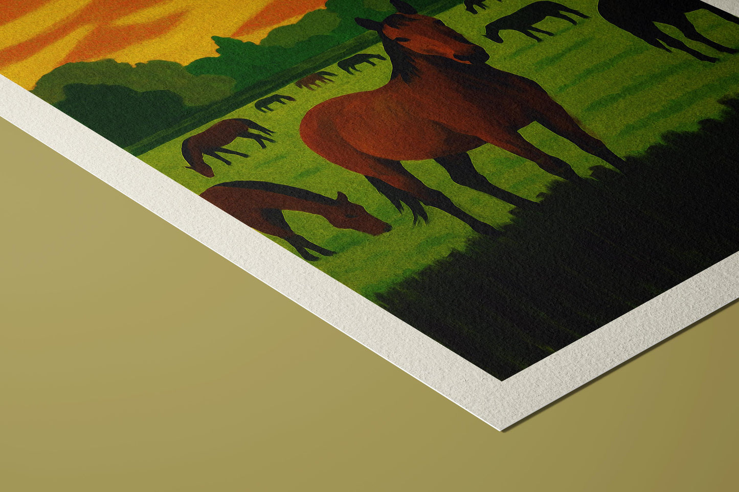 Mid-Century Modern Horse Wall Art Print: Abstract Landscape Art, Giclée on Hahnemühle