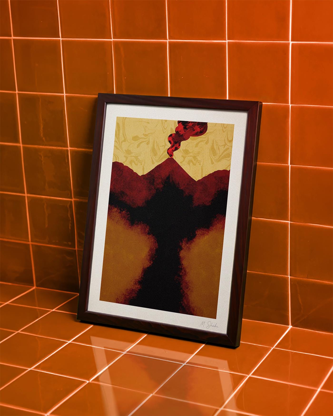 Mid-Century Volcano Art Print: Etna, Taormina Giclée Print on Hahnemühle