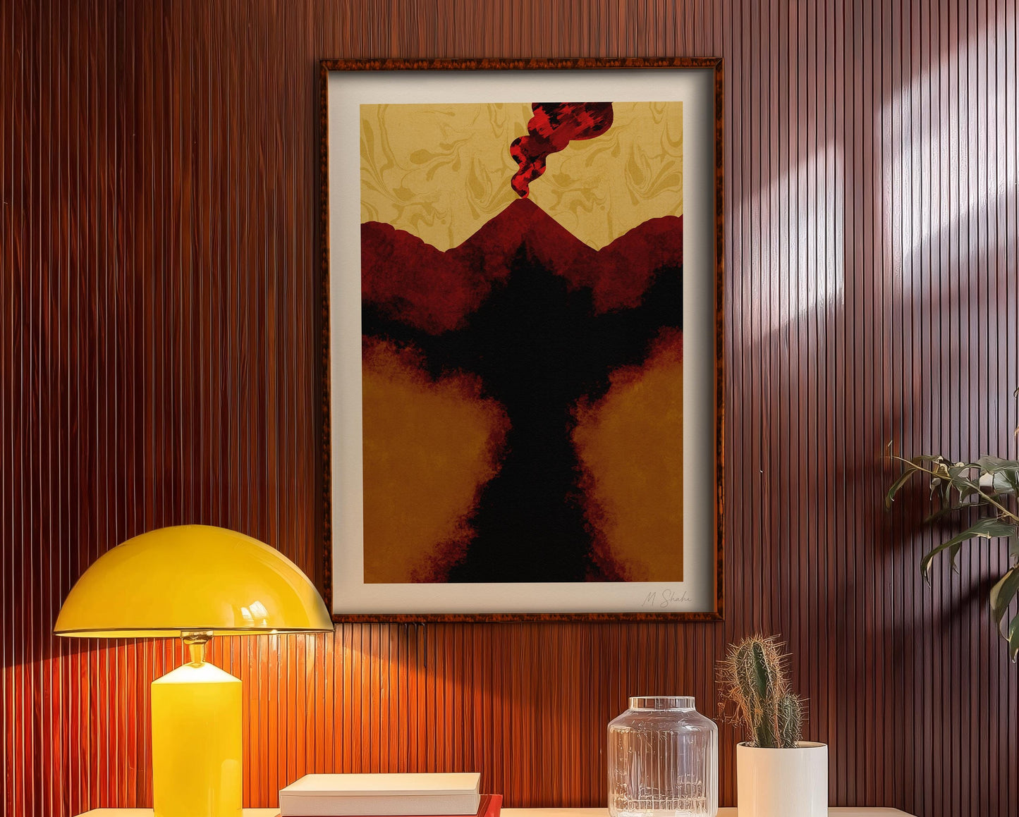 Mid-Century Volcano Art Print: Etna, Taormina Giclée Print on Hahnemühle