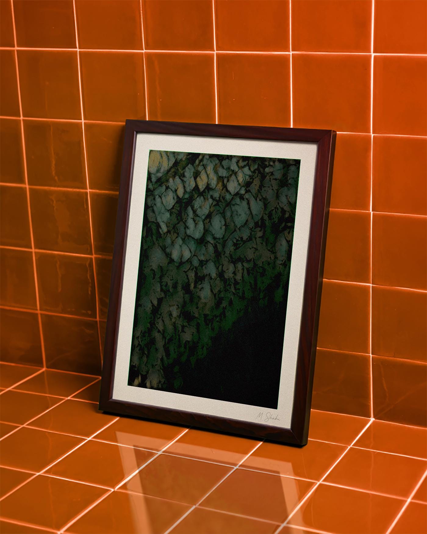 Ivyfall Botanical Abstract Art Print: Mid-Century Modern, Green and Black Wall Art
