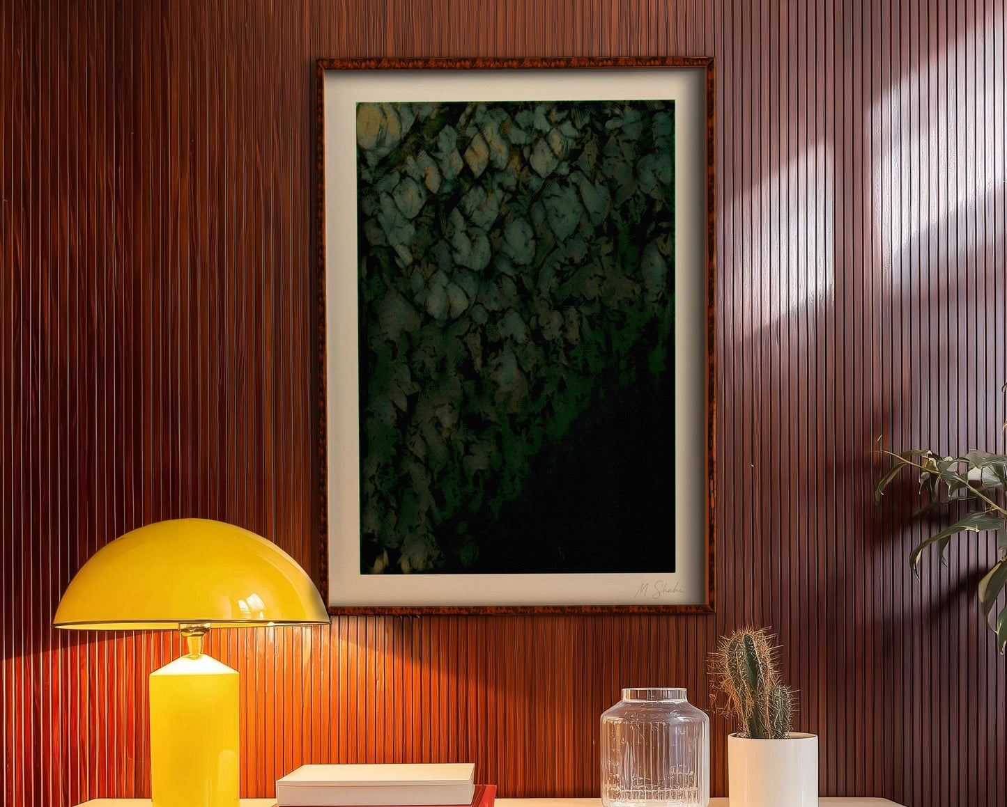 Ivyfall Botanical Abstract Art Print: Mid-Century Modern, Green and Black Wall Art