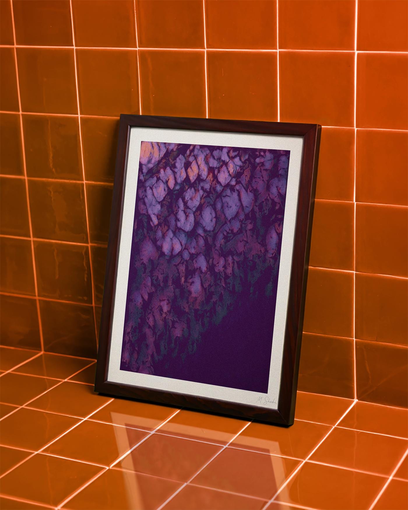 Mid-Century Violet Ivy Botanical Art Print: Giclée Fine Wall Art