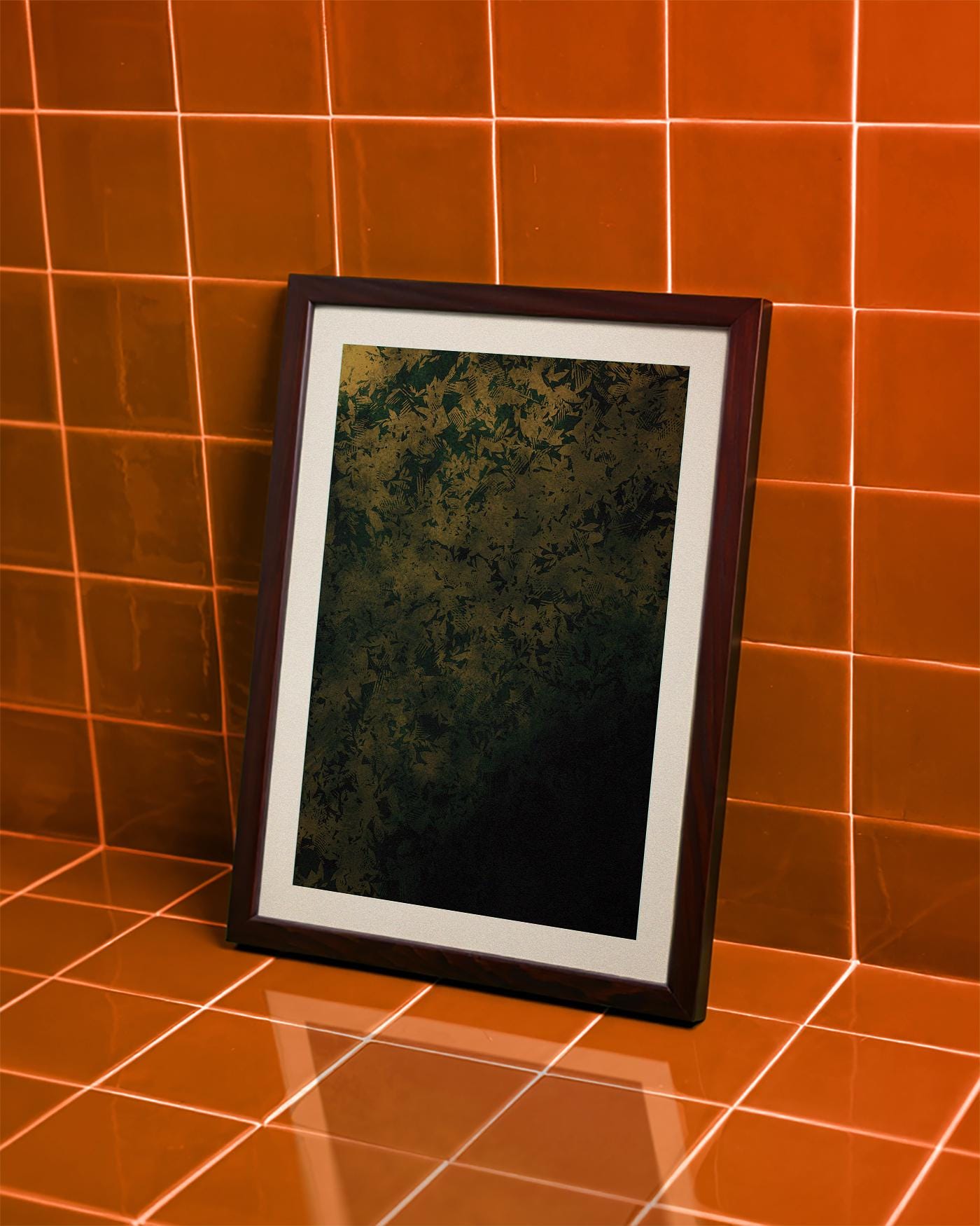 Abstract Mid-Century Shadowleaf Botanical Giclée Print: Olive, Moss and Black Wall Art