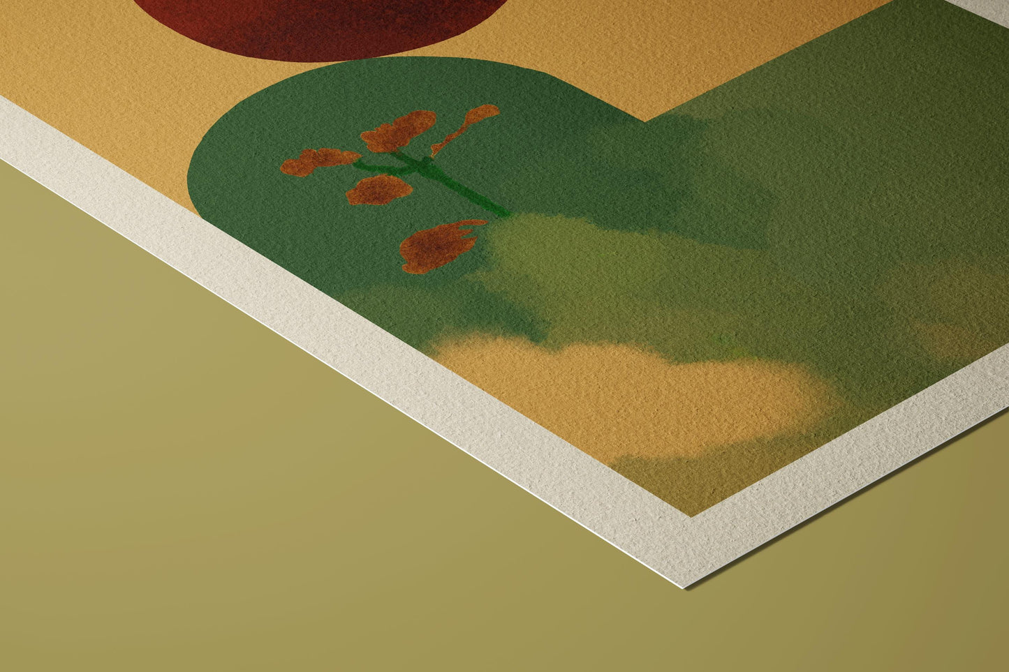 Mid-Century Landscape Wall Art Print: Sad Flower, in Rust, Sage and Ochre, Giclée Print
