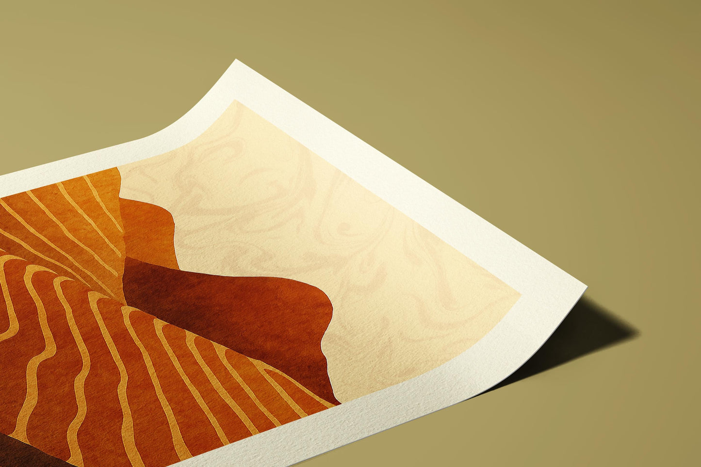 Mid-Century Abstract Landscape Print in Ochre and Sienna, Giclée Print on Hahnemühle