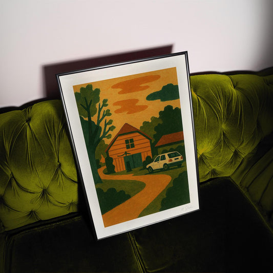 Mid-Century Modern Landscape Art Print: Homecoming, Giclée on Hahnemühle Paper