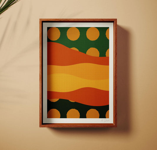 Mid-Century Modern Geometric Art Print: Solar Rhythm on Hahnemühle Paper