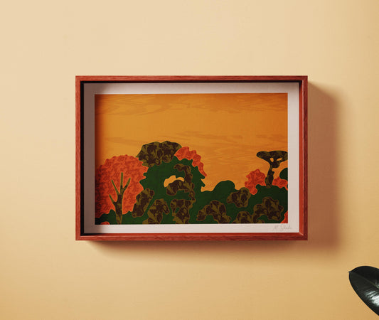 Autumn Landscape Art Print: Mid-Century Modern Giclée on Hahnemühle Paper