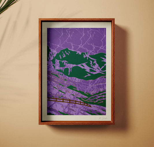 Mid-Century Modern Mountain Art Print: Violet Range Giclée