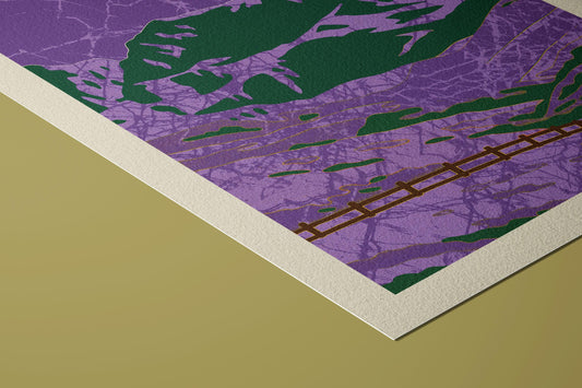 Mid-Century Modern Mountain Art Print: Violet Range Giclée