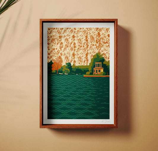 Marbled Sky Lake Giclée Print: Mid-Century Modern Abstract Art