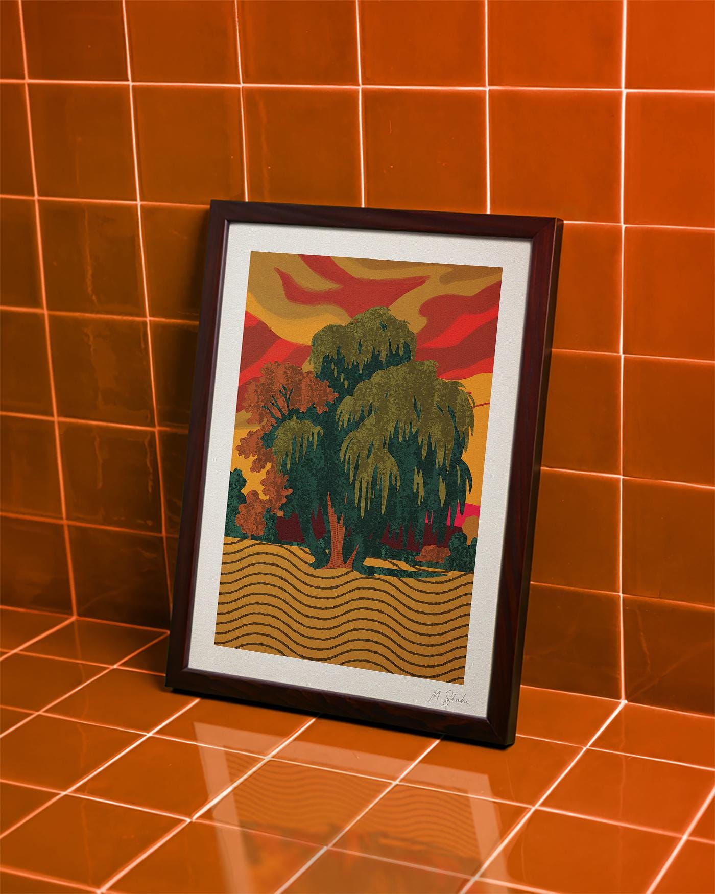 Lonely Tree Landscape Art Print: Mid-Century Modern Giclée