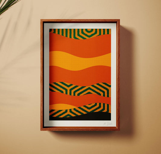 Solar Rhythm II: Mid-Century Modern Geometric Wall Art Giclée Print