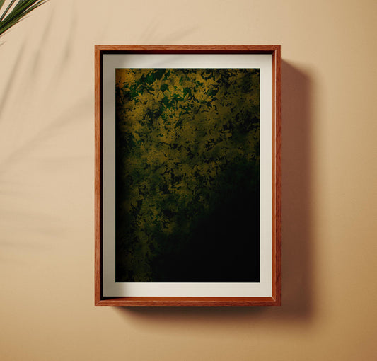 Abstract Mid-Century Shadowleaf Botanical Giclée Print: Olive, Moss and Black Wall Art